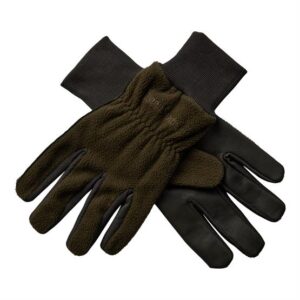 Deerhunter Fleece Gloves w. Leather, Art Green