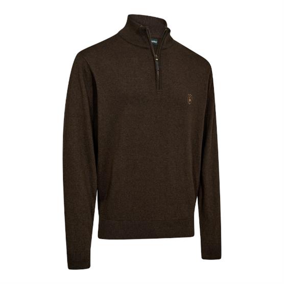 Deerhunter Mens Harrington Half-Zip Knit, Brown Melange