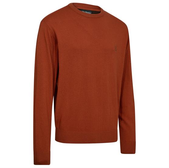 Deerhunter Mens Harrington O-Neck Knit, Oak Rust Melange