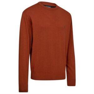 Deerhunter Mens Harrington O-Neck Knit, Oak Rust Melange