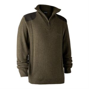 Deerhunter Mens Sheffield Knit with zip neck, Cypress