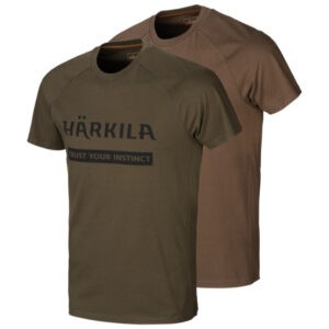 Härkila - Logo T-shirt (2-pak) Medium Grøn/mørkebrun